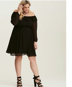 Torrid off shoulder chiffon skater dress
